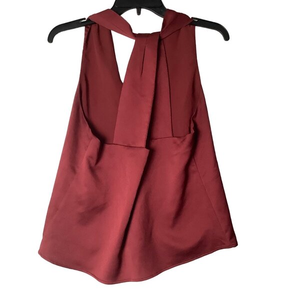 EXPRESS Sleeveless V-Neck Blouse Women Medium Rust Red Lightweight Wide Straps - Picture 2 of 7